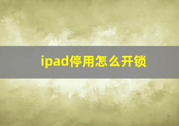 ipad停用怎么开锁