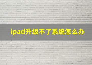 ipad升级不了系统怎么办