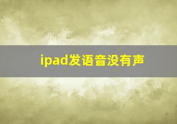 ipad发语音没有声