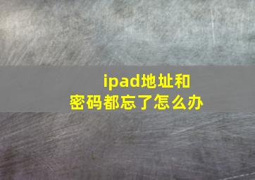 ipad地址和密码都忘了怎么办