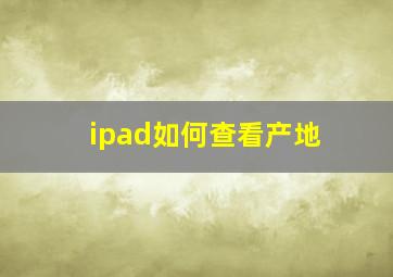 ipad如何查看产地