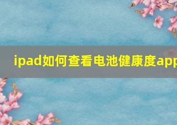 ipad如何查看电池健康度app