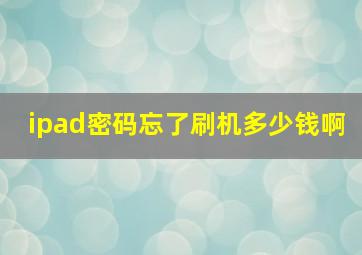 ipad密码忘了刷机多少钱啊