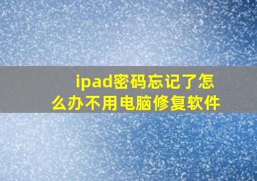 ipad密码忘记了怎么办不用电脑修复软件