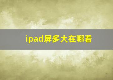 ipad屏多大在哪看