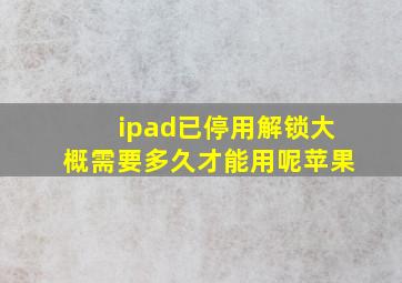 ipad已停用解锁大概需要多久才能用呢苹果