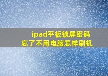 ipad平板锁屏密码忘了不用电脑怎样刷机