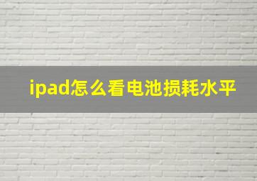 ipad怎么看电池损耗水平