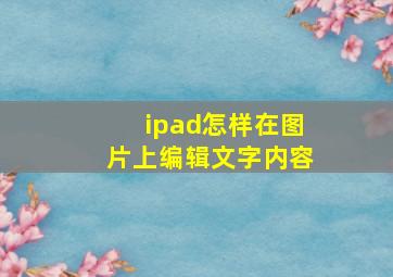 ipad怎样在图片上编辑文字内容