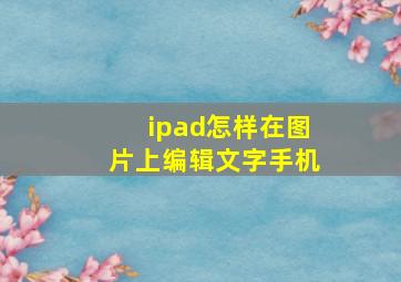 ipad怎样在图片上编辑文字手机