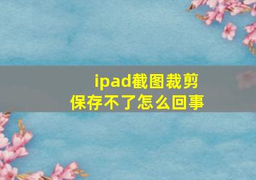 ipad截图裁剪保存不了怎么回事