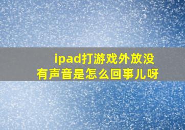 ipad打游戏外放没有声音是怎么回事儿呀