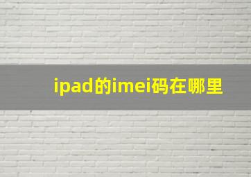 ipad的imei码在哪里