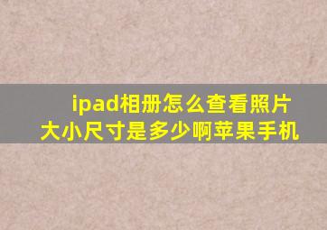 ipad相册怎么查看照片大小尺寸是多少啊苹果手机