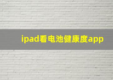 ipad看电池健康度app