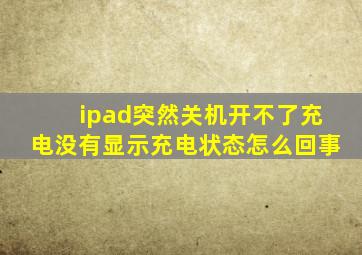 ipad突然关机开不了充电没有显示充电状态怎么回事