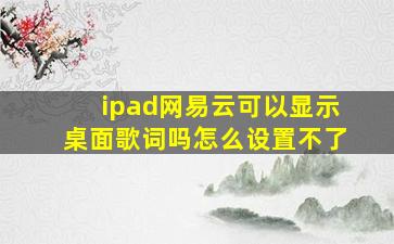 ipad网易云可以显示桌面歌词吗怎么设置不了