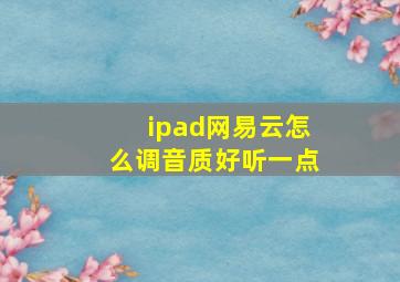 ipad网易云怎么调音质好听一点