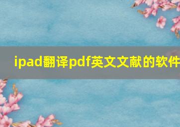 ipad翻译pdf英文文献的软件