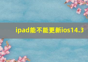 ipad能不能更新ios14.3