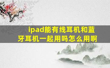 ipad能有线耳机和蓝牙耳机一起用吗怎么用啊