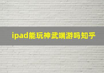 ipad能玩神武端游吗知乎