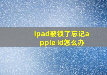 ipad被锁了忘记apple id怎么办