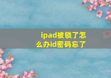 ipad被锁了怎么办id密码忘了