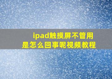 ipad触摸屏不管用是怎么回事呢视频教程