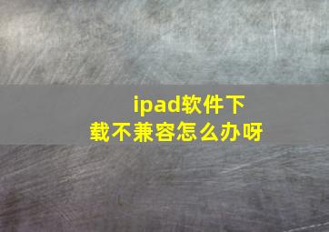 ipad软件下载不兼容怎么办呀