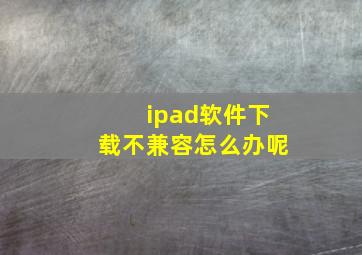 ipad软件下载不兼容怎么办呢