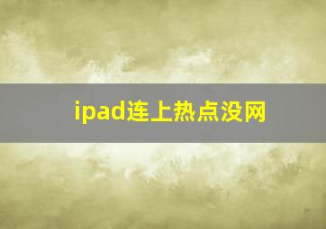 ipad连上热点没网