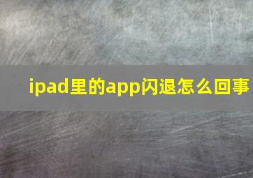 ipad里的app闪退怎么回事