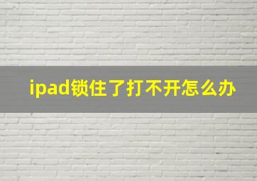 ipad锁住了打不开怎么办