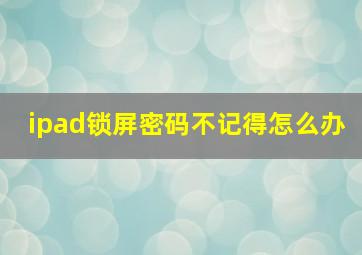 ipad锁屏密码不记得怎么办