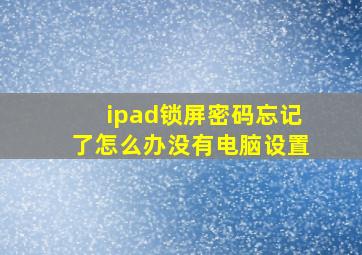 ipad锁屏密码忘记了怎么办没有电脑设置