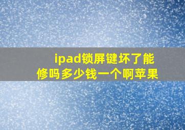 ipad锁屏键坏了能修吗多少钱一个啊苹果