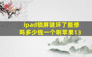 ipad锁屏键坏了能修吗多少钱一个啊苹果13