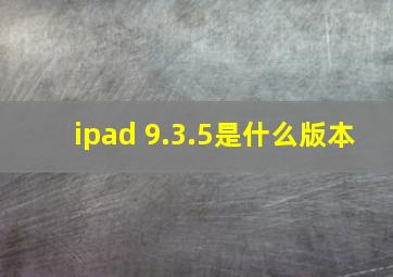 ipad 9.3.5是什么版本