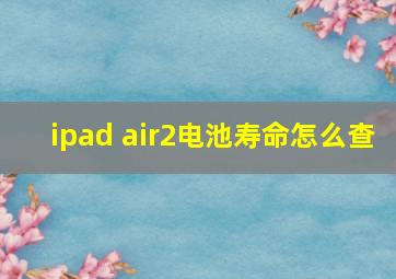 ipad air2电池寿命怎么查