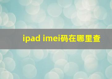 ipad imei码在哪里查