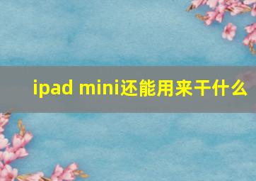 ipad mini还能用来干什么