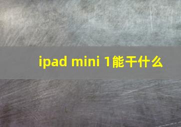 ipad mini 1能干什么