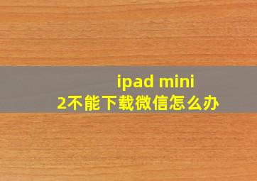 ipad mini2不能下载微信怎么办