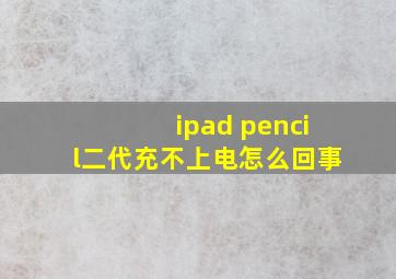 ipad pencil二代充不上电怎么回事