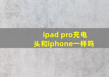 ipad pro充电头和iphone一样吗