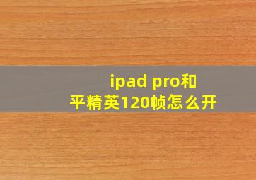 ipad pro和平精英120帧怎么开