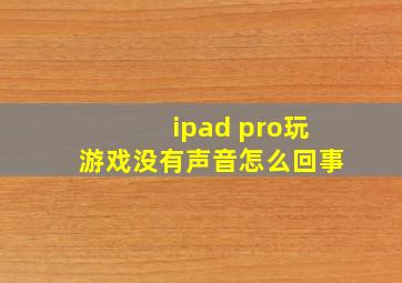 ipad pro玩游戏没有声音怎么回事