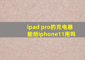 ipad pro的充电器能给iphone11用吗