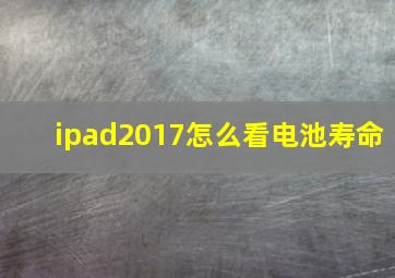 ipad2017怎么看电池寿命